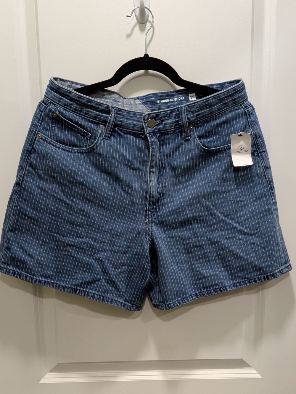 Volcom Striped Blue Denim Shorts - Women's